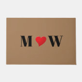 Paillasson Coeur rouge mignon coutume couple monogramme initi (Devant)