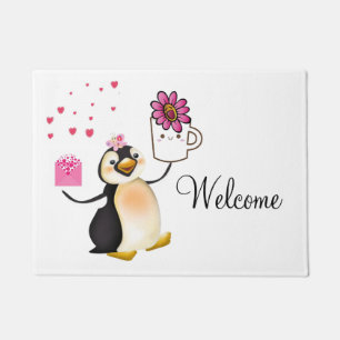 Paillasson Coeurs de pingouins Heureuses Saintes-Valentin de 