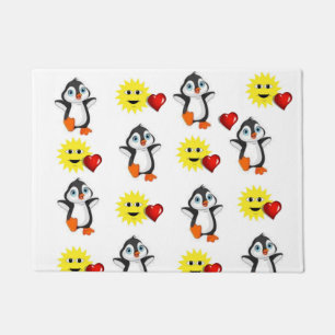 Paillasson Coeurs de pingouins Heureuses Saintes-Valentin de 