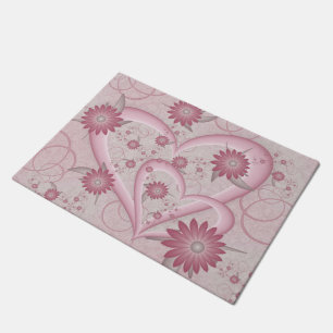 Paillasson Coeurs et fleurs Abstraits roses Aimer l'art fract