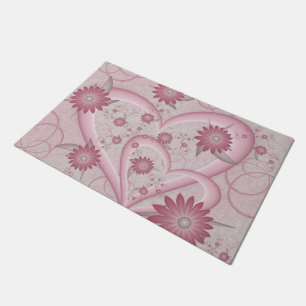 Paillasson Cœurs et fleurs abstraits roses Amour Art fractal