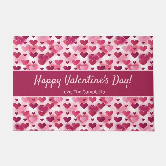 Paillasson Coeurs roses Heureuses Saintes-Valentin et texte p (Devant)