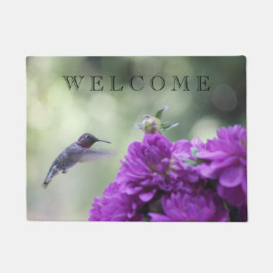Paillasson Colibri aux dahlias violets