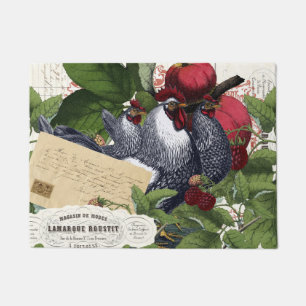 Paillasson Collage français vintage de poulets de cuisine de