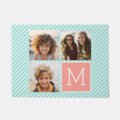 Paillasson Collage photo de menthe et de corail avec Monogram (Devant)