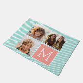 Paillasson Collage photo de menthe et de corail avec Monogram (Incliné)