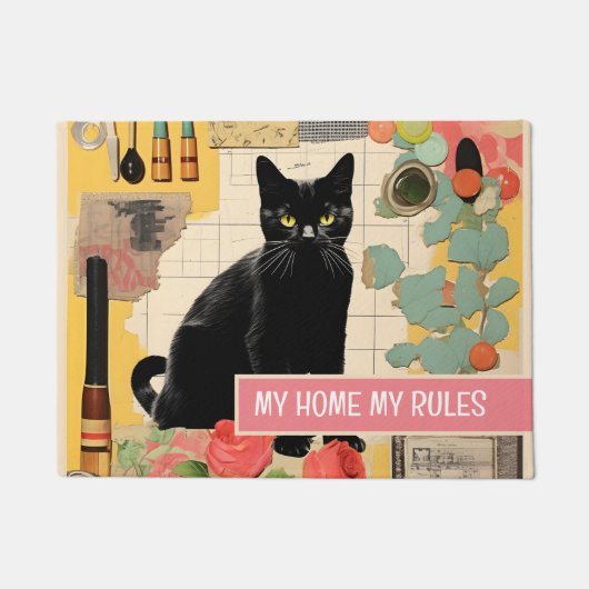 Paillasson Collage rétro Black Cat (Devant)