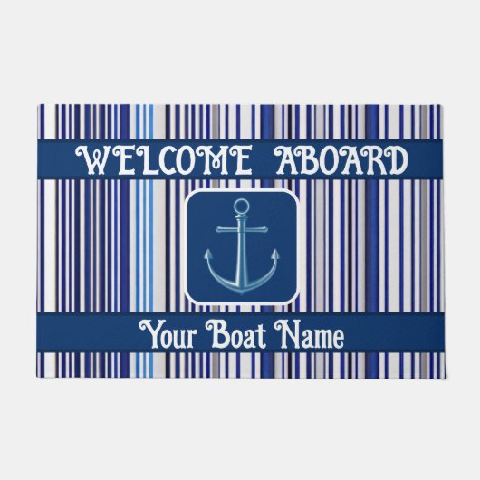 Paillasson Collection branchée Summer Navy Blue Boat Stripes (Devant)