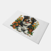 Paillasson Collie Bordure Mignonne En Fleurs (Incliné)