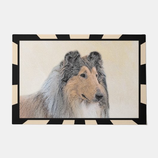 Paillasson Collie (Rough) Peinture - Cute Original Dog Art (Devant)