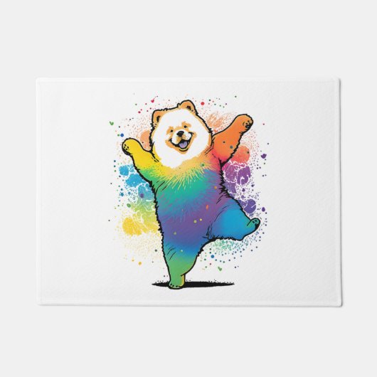 Paillasson Coloré Kawaii Dancing Chow Chow (Devant)