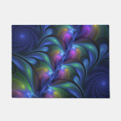 Paillasson Coloré Lumineux Abstrait Bleu rose Vert Fractal (Devant)