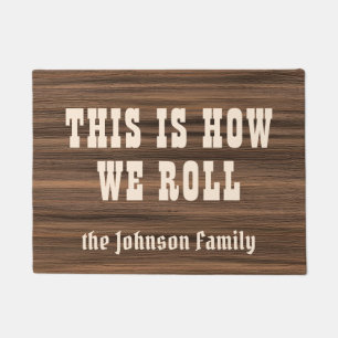 Paillasson Comment nous roulons la famille en bois rustique