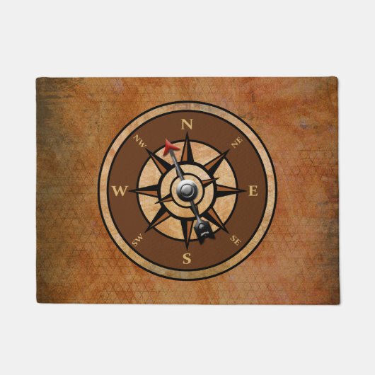 Paillasson Compas Rustique Conception Nautique Brown (Devant)