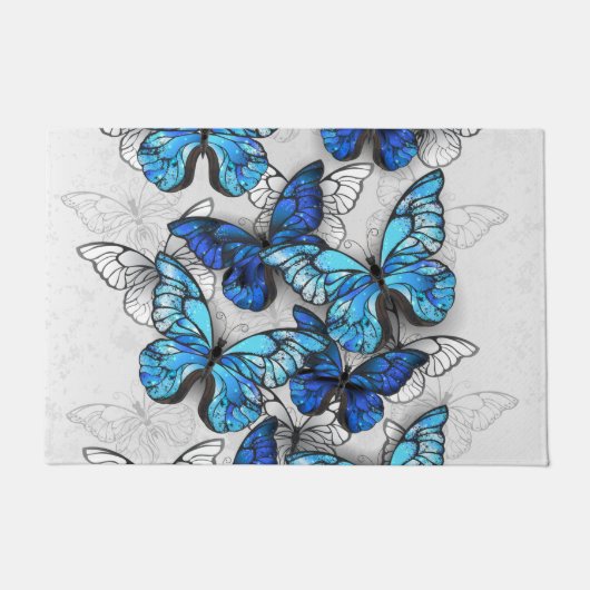 Paillasson Composition de papillons blancs et bleus (Devant)