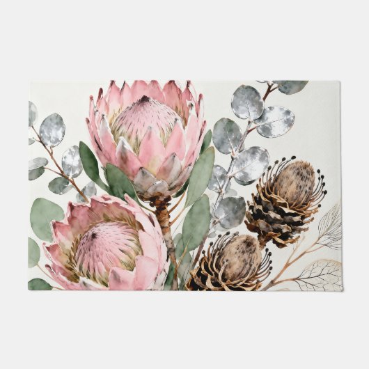 Paillasson Composition de protée eucalyptus à l'aquarelle (Devant)