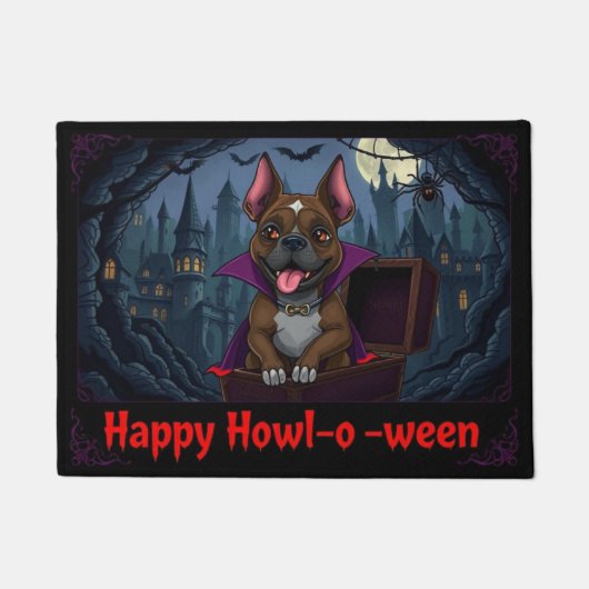 Paillasson Comptez Pitbull Joyeux Howl-o-ween (Devant)