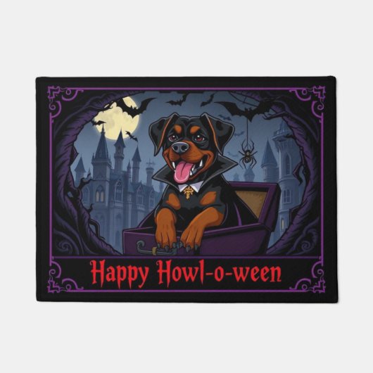 Paillasson Comte Rottweiler Joyeux Howl-o-ween (Devant)