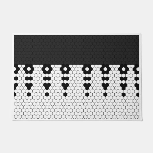 Paillasson Conception de carreaux franges noirs (Devant)
