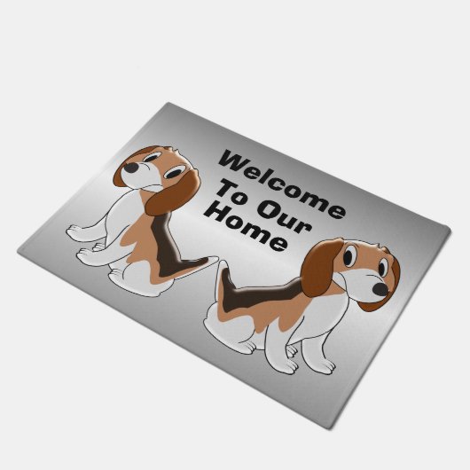 Paillasson Conception de chien Beagle personnalisé (Incliné)