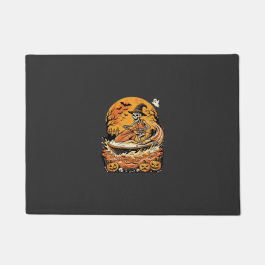 Paillasson Conception de citrouille de sorcière de squelette (Devant)
