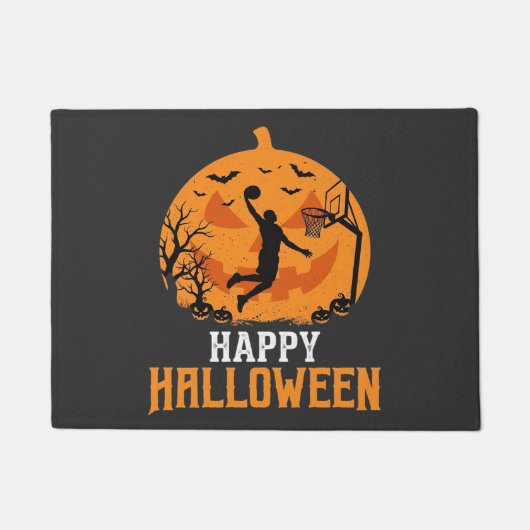 Paillasson Conception de dunk de basket-ball Halloween citrou (Devant)