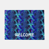 Paillasson Conception de fractale bleu électrique (Devant)