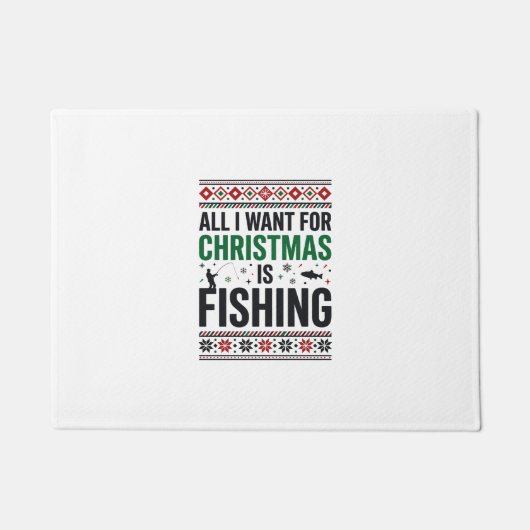 Paillasson Conception de pull moche de pêche à Noël (Devant)