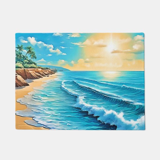 Paillasson Conception des vagues de plage éclairées (Devant)