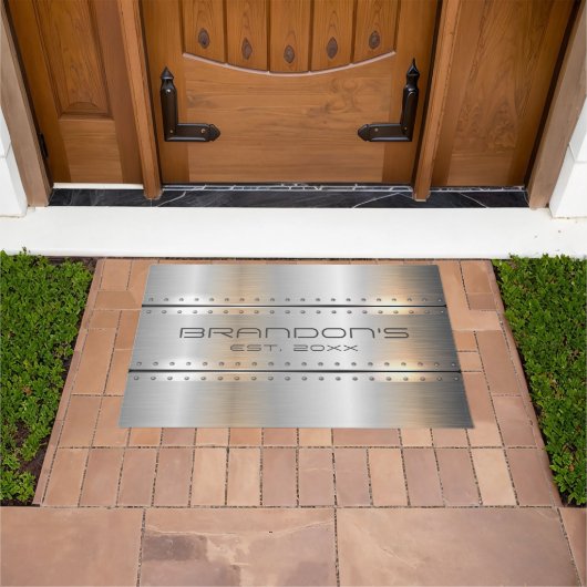 Paillasson Conception géométrique gris argent (De plein air)