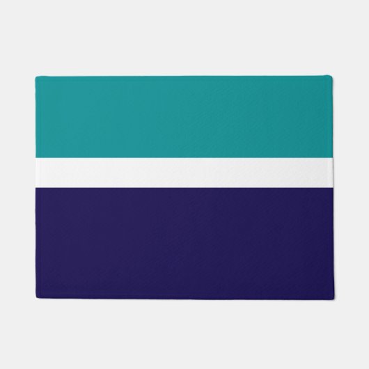 Paillasson Conception turquoise de blocs de couleur bleu blan (Devant)