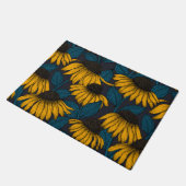 Paillasson Confleurs jaunes sur bleu foncé (Incliné)