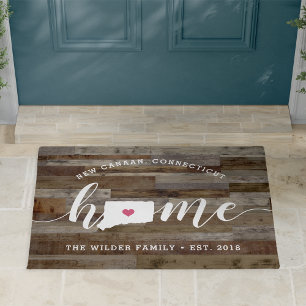 Paillasson Connecticut Home State Personalized Wood Look