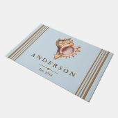 Paillasson Conque élégante côtière Shell et bleu | (Incliné)