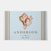 Paillasson Conque élégante côtière Shell et bleu | (Devant)