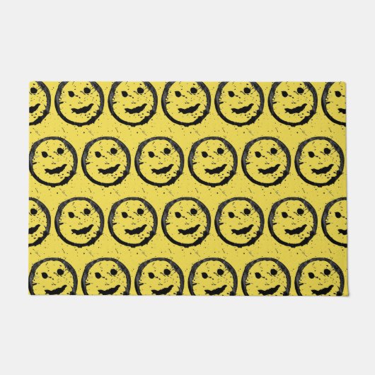 Paillasson Cool Sardé Joyeux visage souriant motif jaune (Devant)