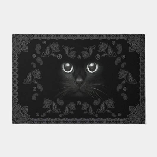 Paillasson Cool tout noir mat de chat, Kitten (Devant)