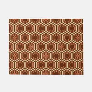 Paillasson Copie hexagonale, brun et beige de kimono