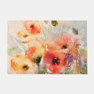 Paillasson Coquelicots aquarelle d'automne