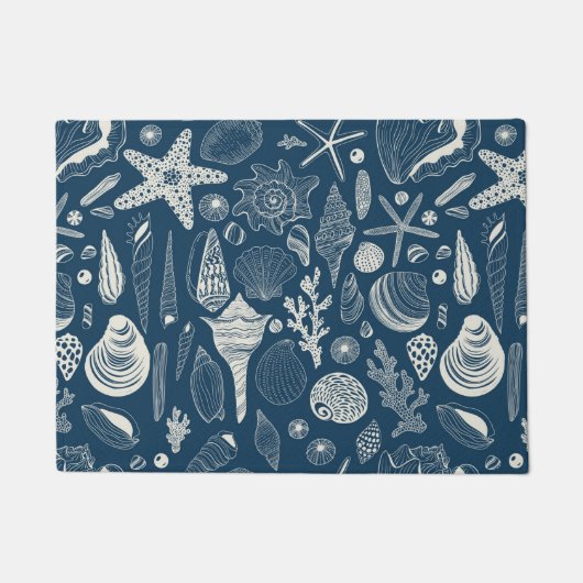 Paillasson Coques de mer sur bleu foncé (Devant)
