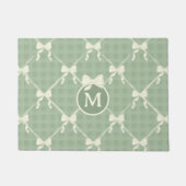 Paillasson Coquette Bows Gingham Monogram Cream Sage Green (Devant)