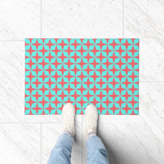 Paillasson Corail Turquoise rétro Motif atomique (Intérieur)