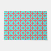 Paillasson Corail Turquoise rétro Motif atomique (Devant)