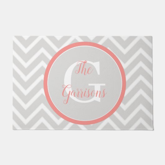 Paillasson Coral Chevron Monogram Doormat (Devant)