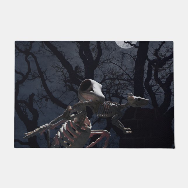 Paillasson Corbeau et squelette de rat au clair de lune (Devant)