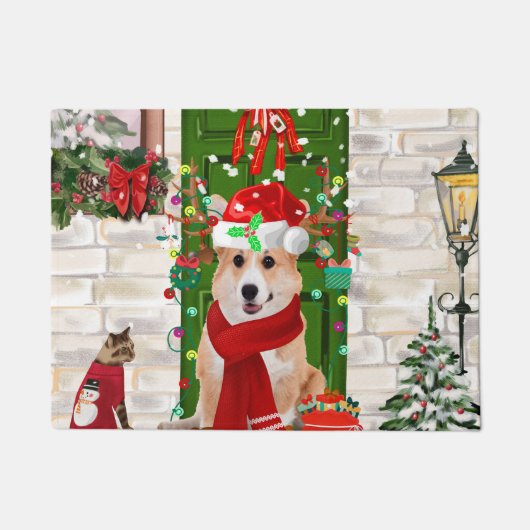 Paillasson corgi Chien Noël (Devant)