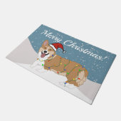 Paillasson Corgi de Noël mignon (Incliné)