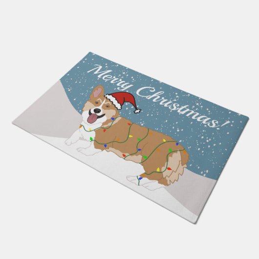 Paillasson Corgi de Noël mignon (Incliné)