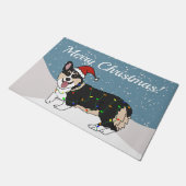 Paillasson Corgi de Noël mignon (Incliné)