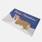 Paillasson Corgi de Noël mignon (Incliné)